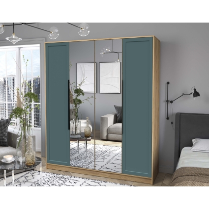 Шкаф распашной Тренд КТ-Ш4 (з) (Дуб золотой ЛДСП/ Верде ЛМДФ) Ш1800 В2128 Г547